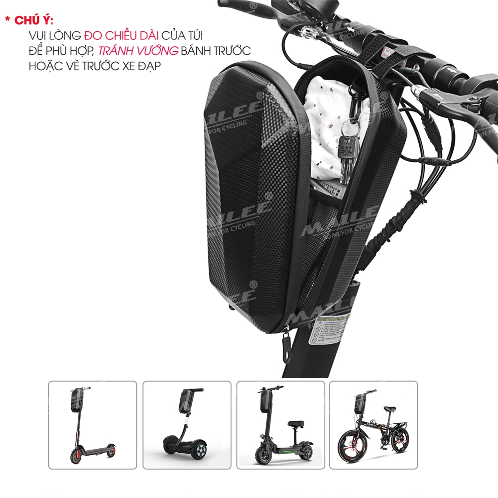 Túi Trước Cho Xe Đạp Gấp, Xe Trượt Scooter, Xe điện gắn ghi đông với Chất liệu EVA chống nước dung tích 4 Lít Mai Lee