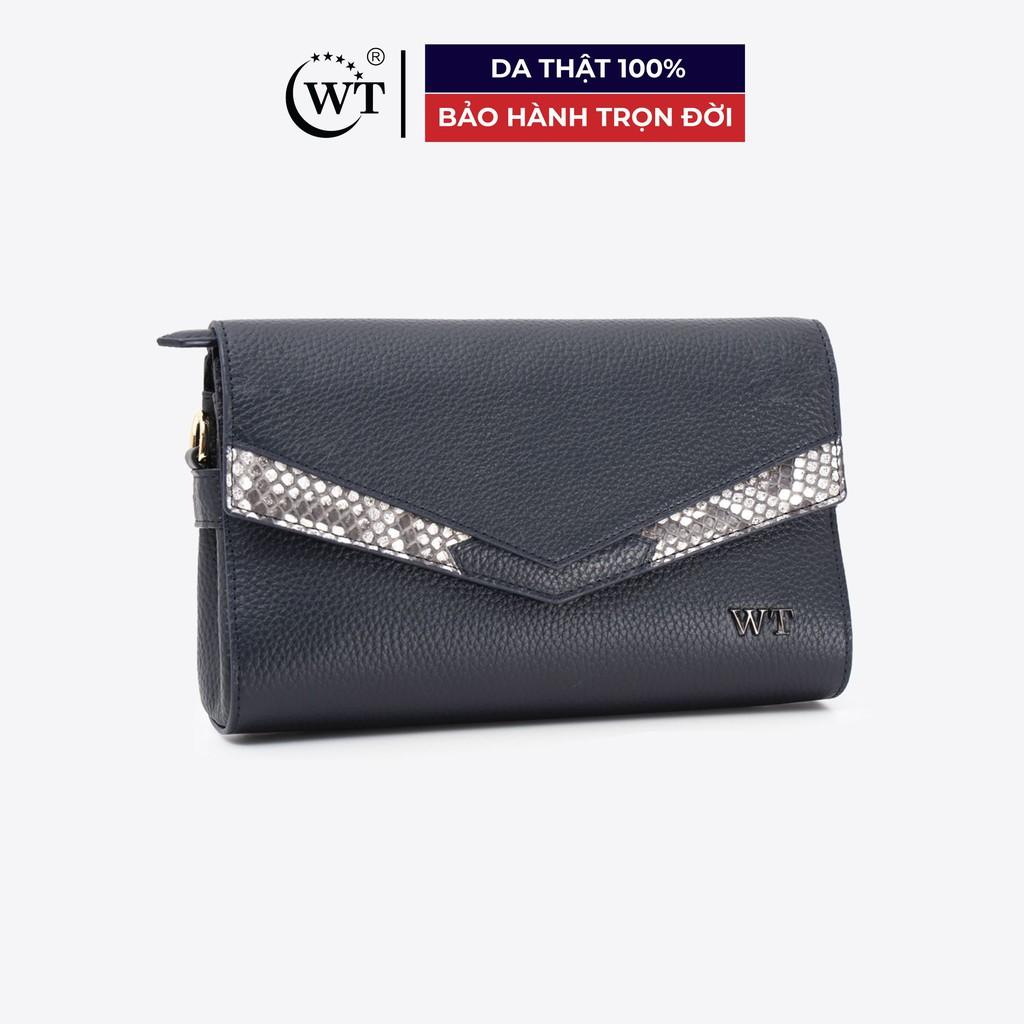 Túi Xách Nữ Có Quai Đeo Da Bò Phối Da Trăn Cao Cấp Màu Đen, Màu Xanh Navy, Màu Đỏ WT Leather 050259102