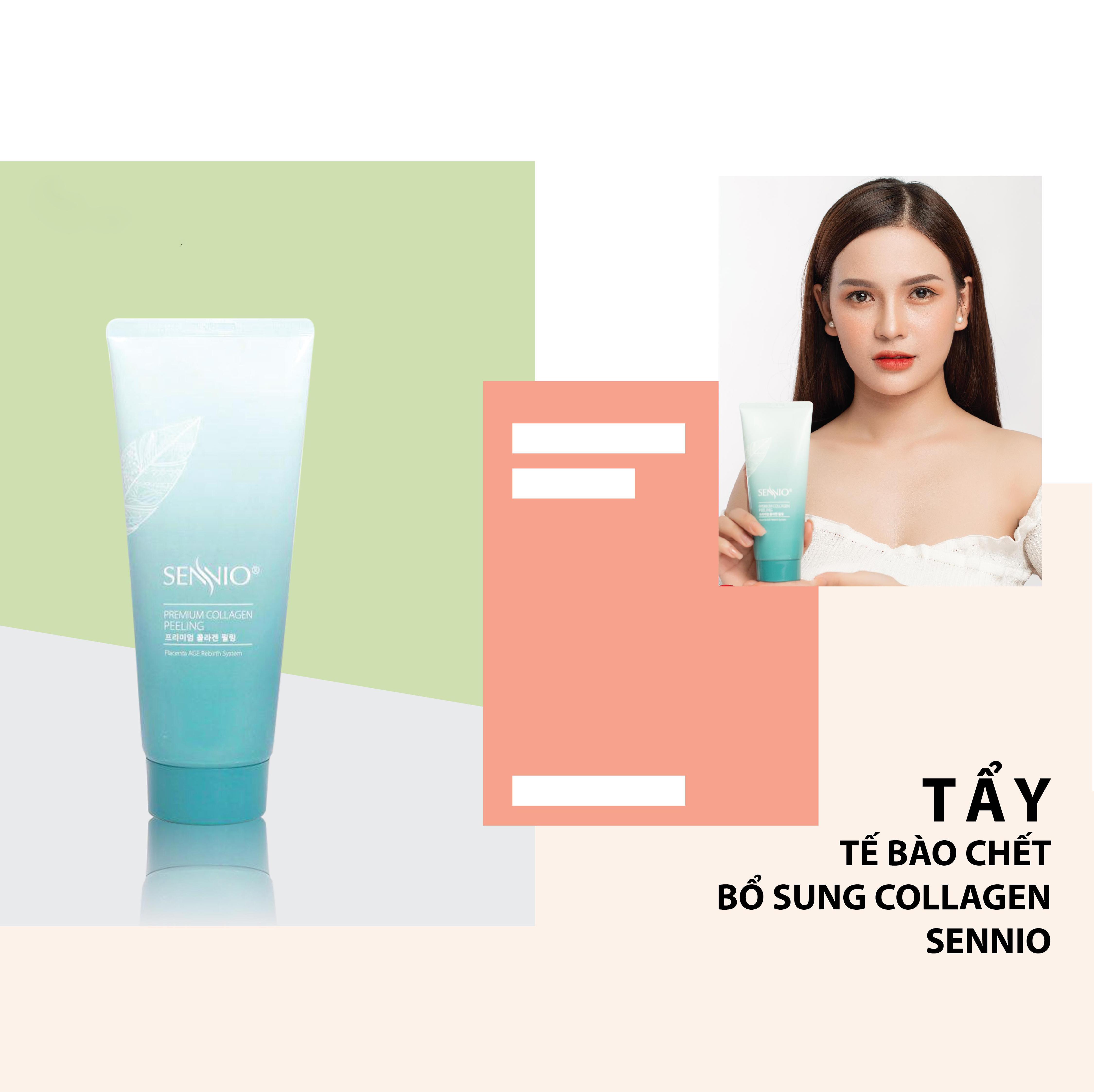 Gel tẩy tế bào chết mặt bổ sung Collagen Sennio Premium Collagen Peeling sạch sâu phù hợp cho da dầu mụn 180ml SNO 806