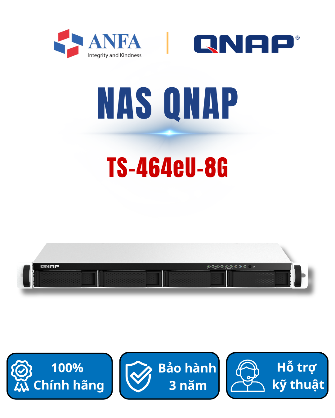 Thiết bị lưu trữ Nas QNAP, Model: TS-464U-8G-Hàng chính hãng