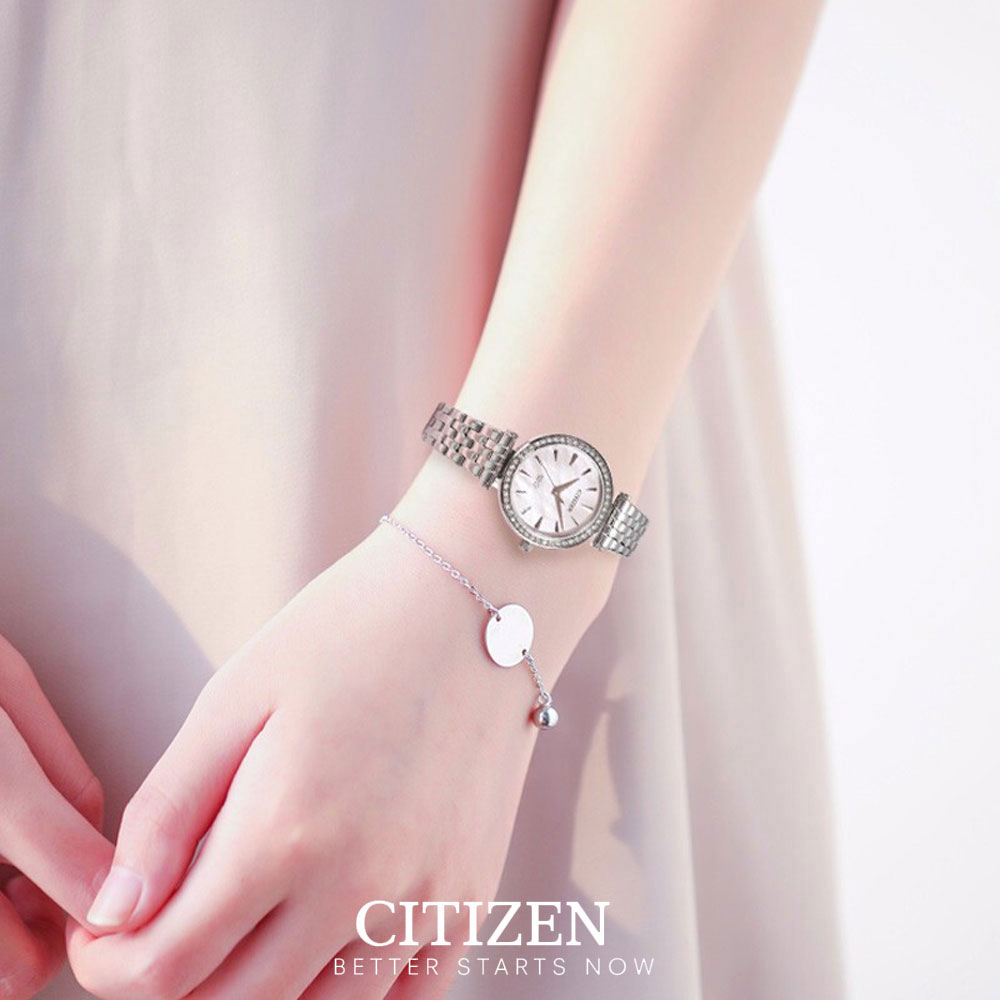 Đồng Hồ Nữ Citizen Đính Đá Swarovski Dây Thép Không Gỉ ER0210-55Y - Mặt Hồng