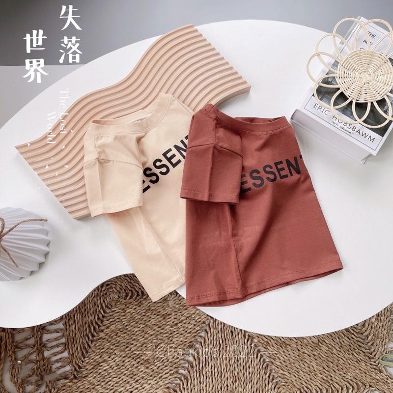 Áo thun cộc tay bé trai bé gái 3 màu chất cotton co giãn 4 chiều