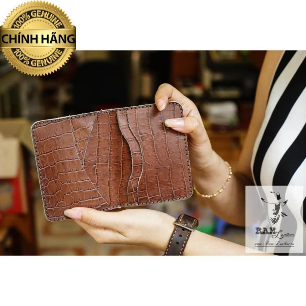 VÍ ĐỨNG TRỐNG ĐỒNG DA BÒ THẬT THUỘC BẰNG THẢO MỘC TỐT CHO SỨC KHỎE - MÀU MAHOGANY .