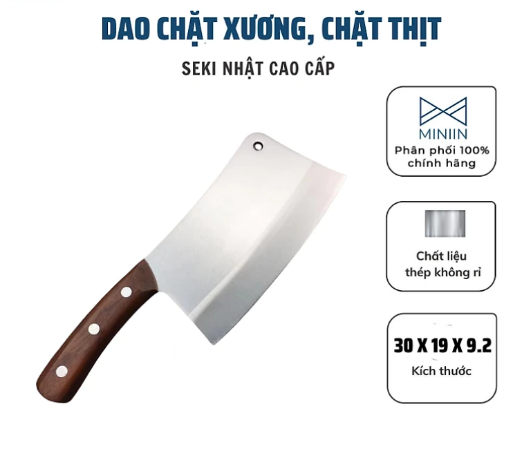 Dao chặt xương KG73 chặt thịt gà vịt thực phẩm seki nhật bản, dao sắc bén đúc inox304- Hàng chính hãng