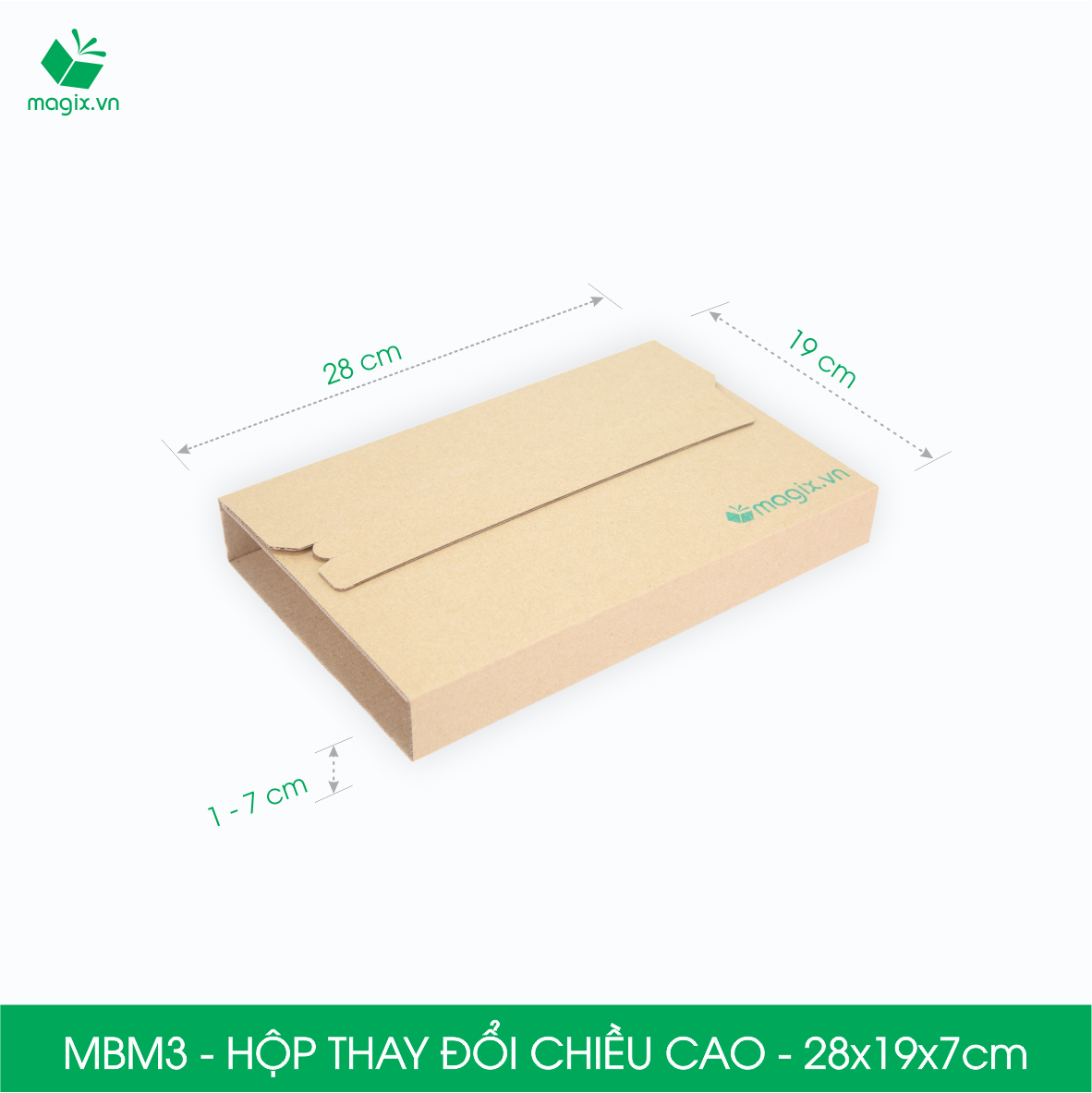 MBM3 - 28x19x7cm - Combo 20 Hộp carton thay đổi chiều cao - Thùng carton đóng hàng