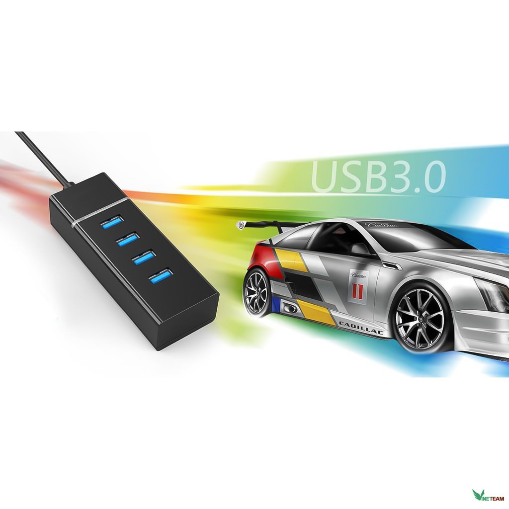 Hub 4 cổng USB 3.0 Bộ Chia Cổng USB Mở Rộng Cho Laptop PC Máy Tính Hỗ Trợ Sạc Pin Kết Nối Đa Năng Ổ Cứng Bàn Phím Chuột Máy In Thiết Bị Ổ Chia USB - Hàng Chính Hãng