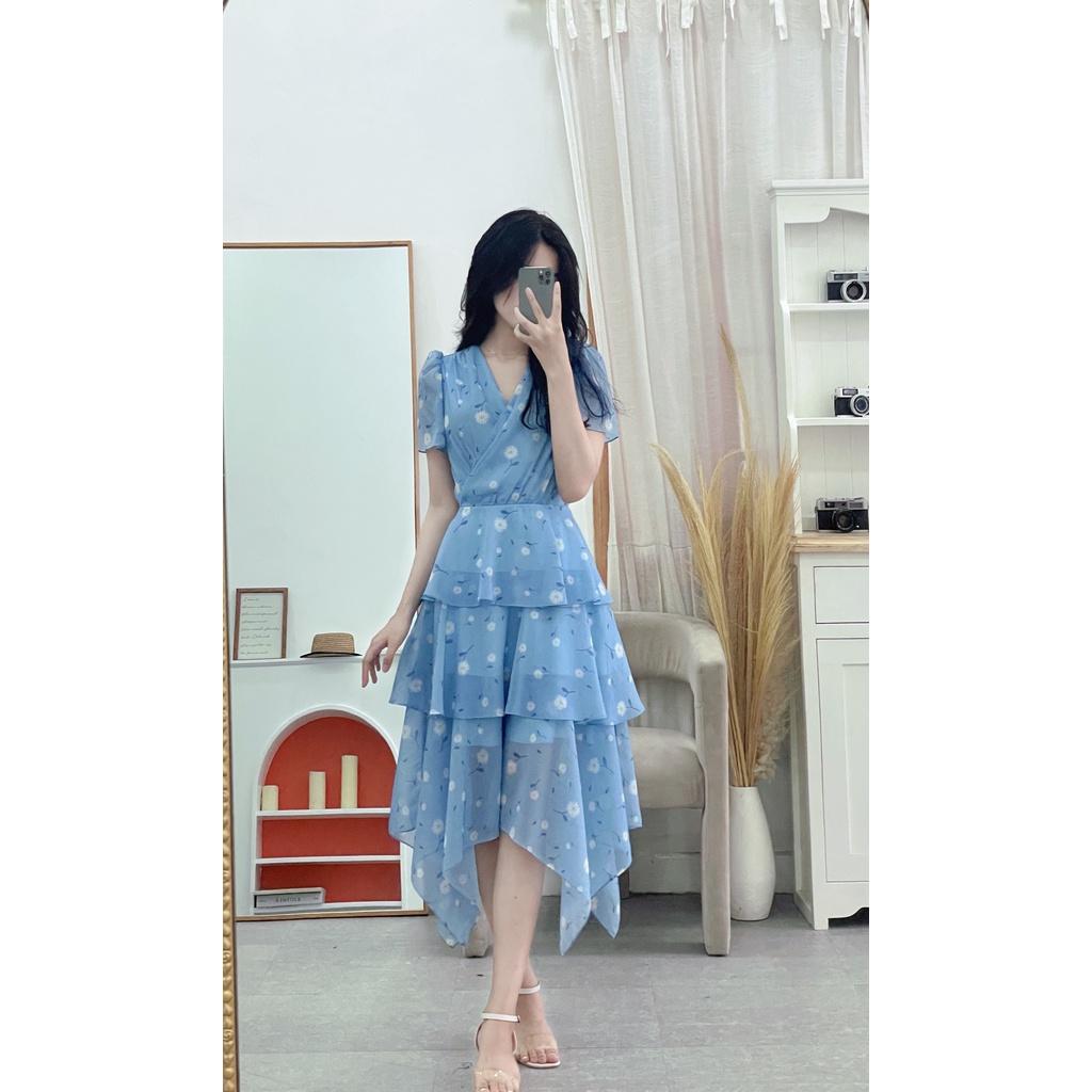 TIELA Đầm váy hoa vạt cheo ba tầng - Bluebell Dress