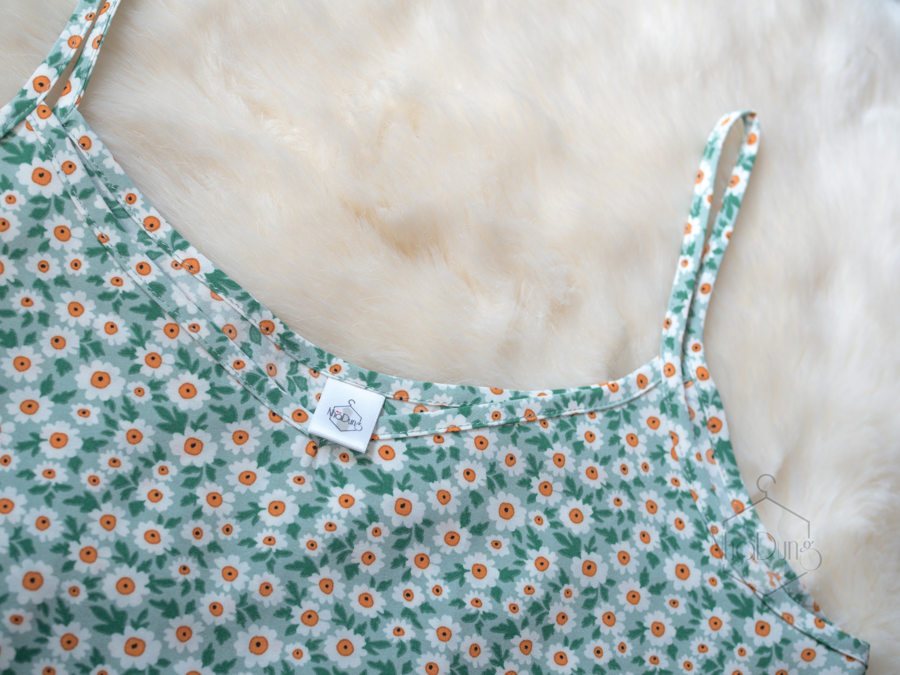 Đầm nữ hai dây cổ tim vải lụa cao cấp họa tiết hoa nhí siêu xinh xắn đủ size từ 40-70kg