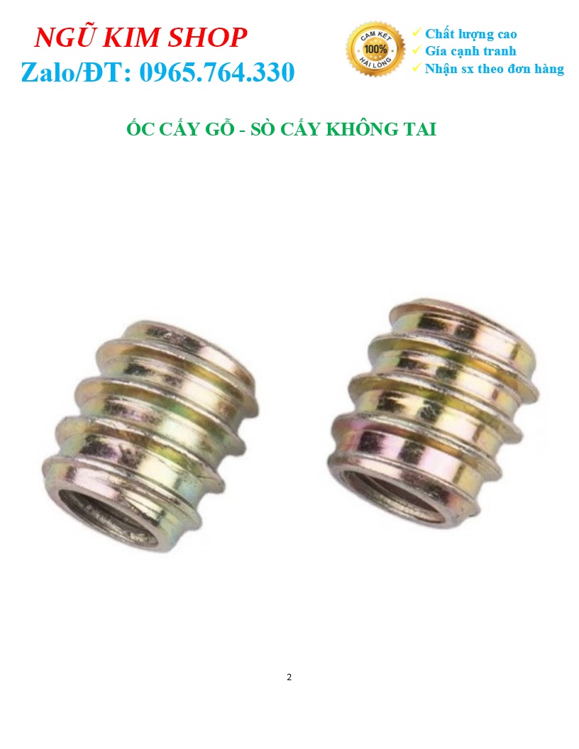 ỐC CẤY GỖ _ SÒ SẮT KHÔNG TAI M6, M8