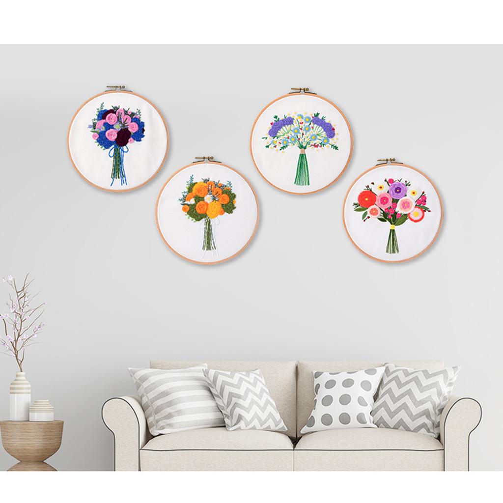 Printed Cross Stitch Kit Embroidery Kits Flower Pattern Crafts Multicolor 1
