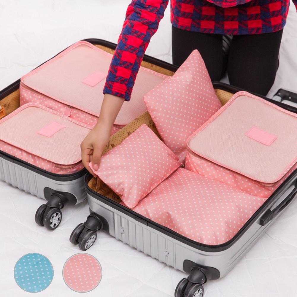 Set 6 Túi Đựng Quần Áo, Mỹ Phẩm, Đồ Dùng Cá Nhân Đi Du Lịch