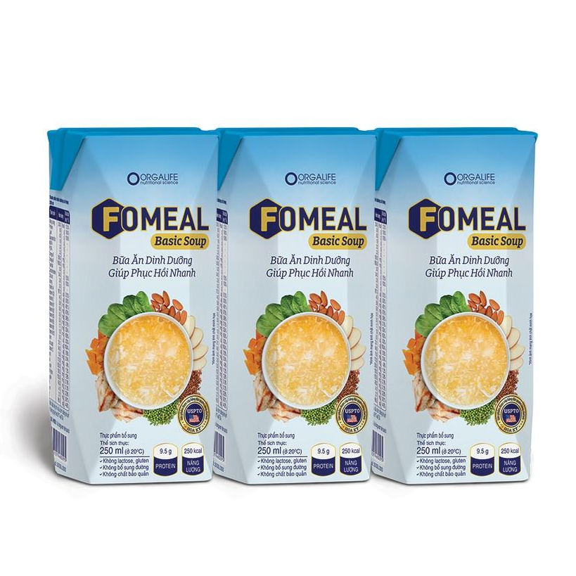 Lốc 3 hộp thực phẩm dinh dưỡng Fomeal Basic Soup 250ml/hộp - Bữa ăn thay thế, giúp người bệnh phục hồi nhanh chóng