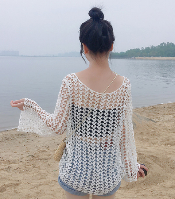 áo lưới đi biển ren móc phong cách Hàn cao cấp