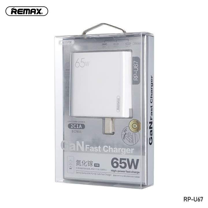 Cốc sạc siêu nhanh Remax RP-U67 3 cổng sạc (2 cổng Type C 1 cổng USB) max 65W