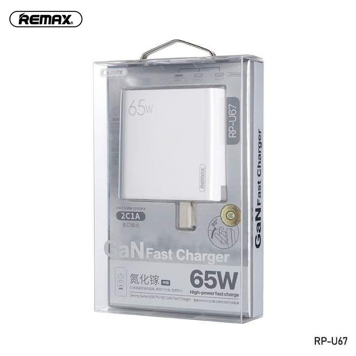 Cốc sạc siêu nhanh Remax RP-U67 3 cổng sạc  max 65W - Hàng Chính Hãng