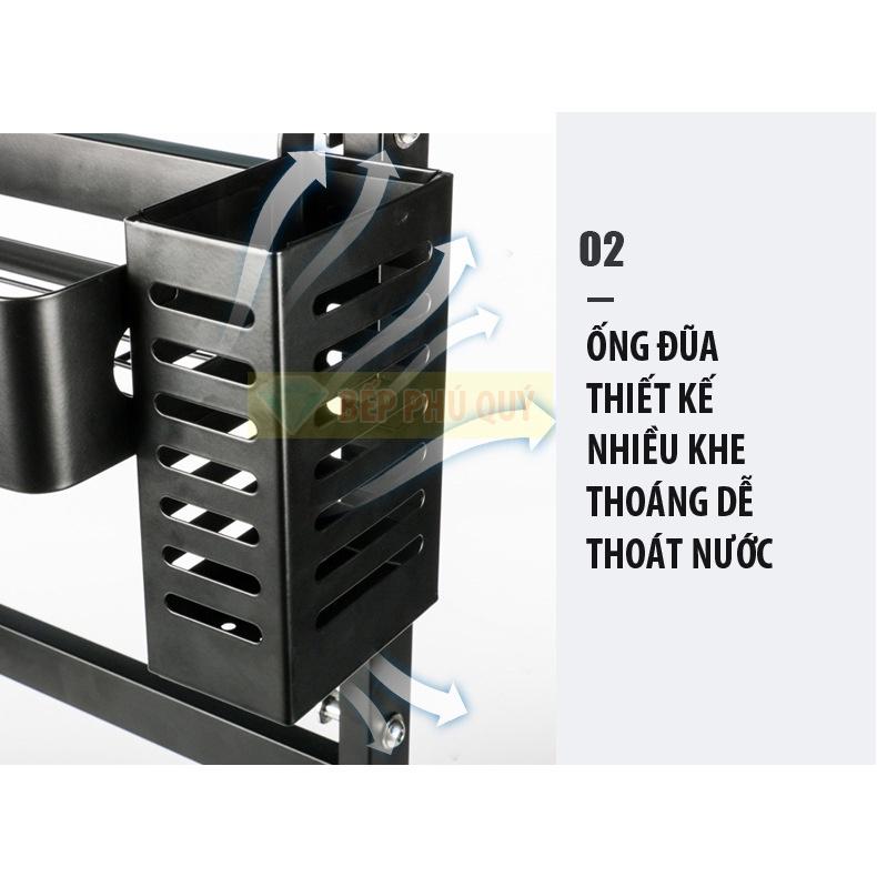 Kệ Gia Vị 2 Tầng 3 Tầng Đa Năng nhà bếp thông minh có ống đũa và treo dao, thớt đầy đủ phụ kiện sơn 3 lớp