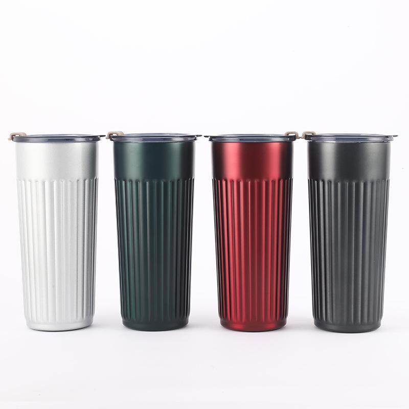 Giá thấp nhất tùy chỉnh thép không gỉ đơn giản cốc văn phòng hút chân không tay cầm cầm tay cốc cách nhiệt kinh doanh có nắp cốc cà phê tại chỗ