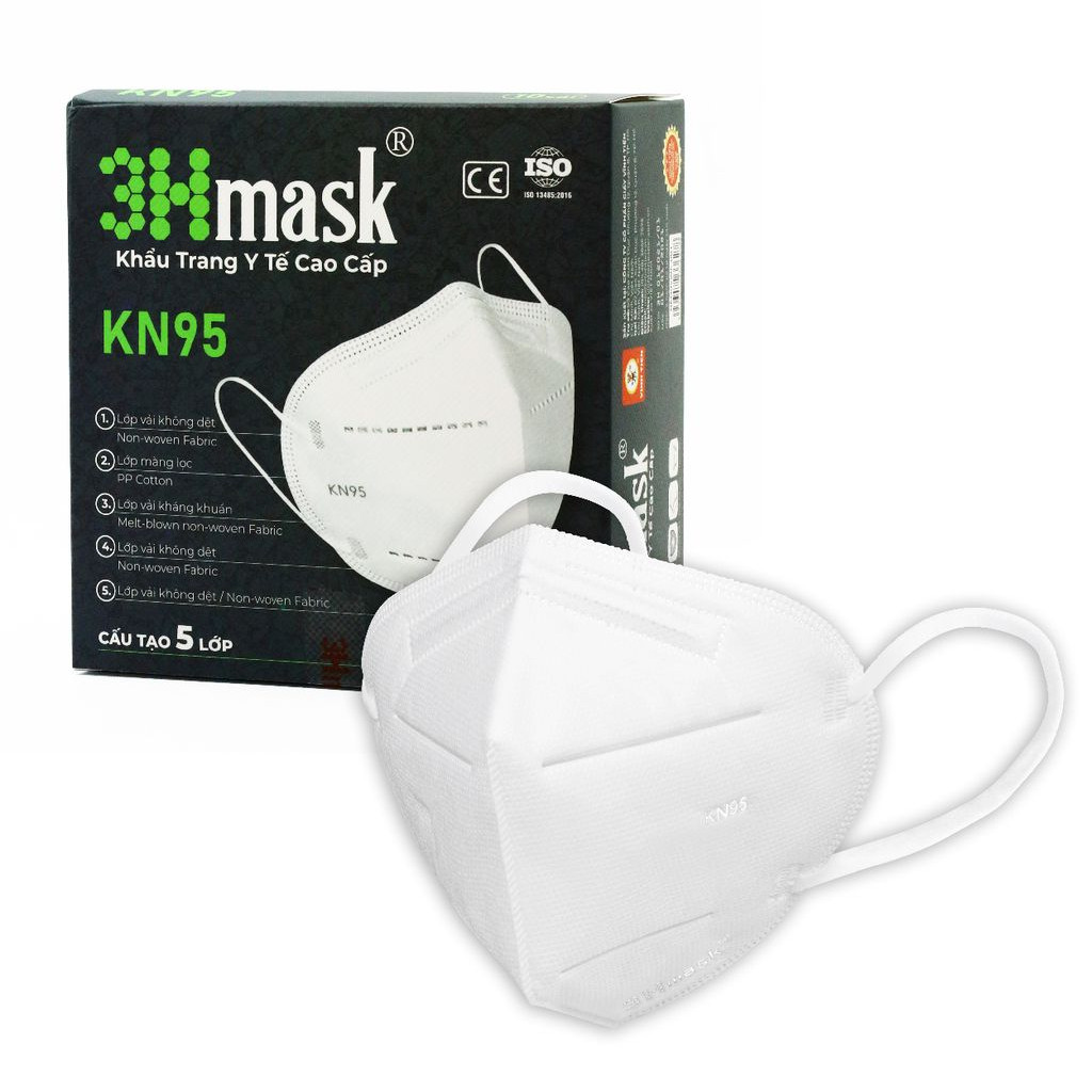Khẩu Trang Kháng Khuẩn Cao Cấp KN95 3Hmask chống bụi mịn PM2.5, khói mù, bụi bẩn, vi khuẩn... tiêu chuẩn quốc tế (Hộp 10 cái)