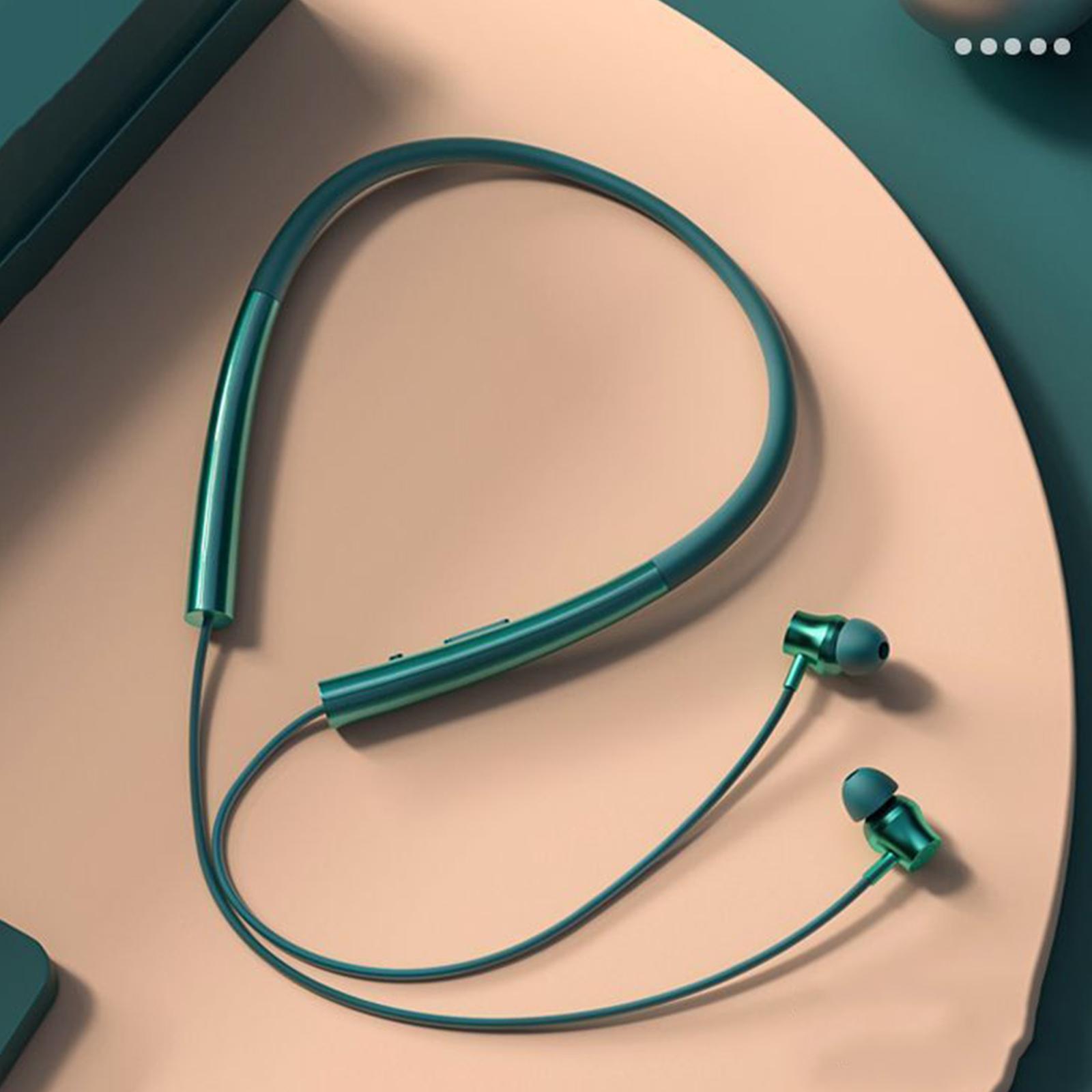 Bluetooth Headset Headphones Stereo Neckband In-Ear  with Mic Green