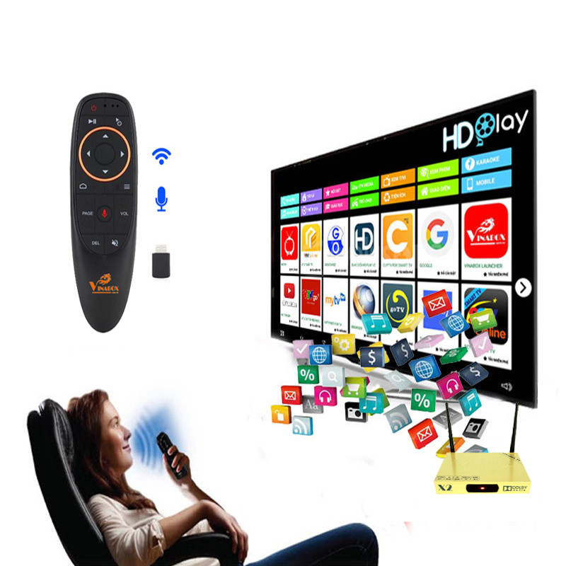 Combo android tv box Vinabox X2 2019 và Điều khiển giọng nói - Hàng Chính Hãng