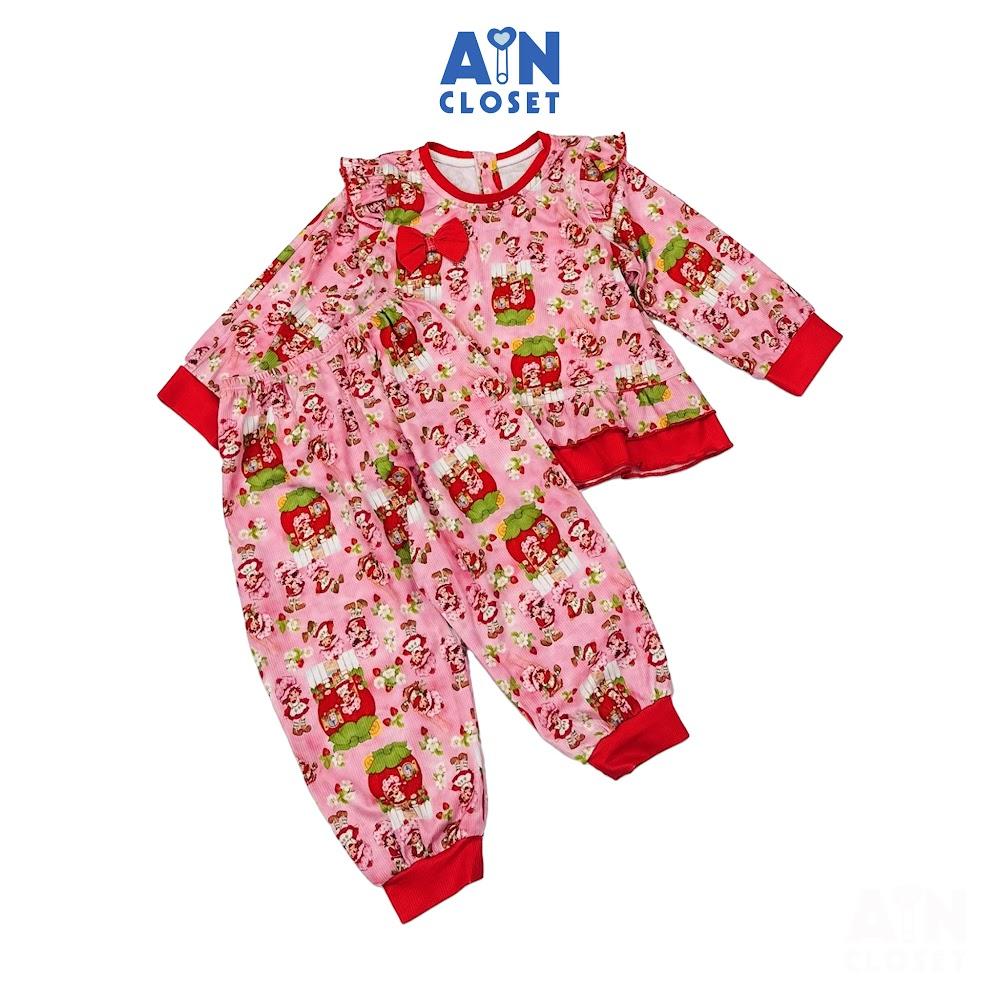Bộ quần áo Dài bé gái họa tiết Nàng Dâu Đỏ Thun cotton - AICDBGANUJIG - AIN Closet