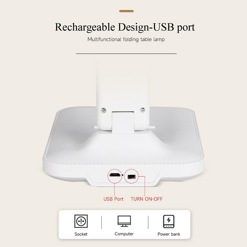 Đèn học Bảo vệ mắt Đèn bàn LED Đèn bàn học có thể gập lại Điều khiển cảm ứng 3 chế độ ánh sáng USB Có thể sạc lại Đèn ngủ di động