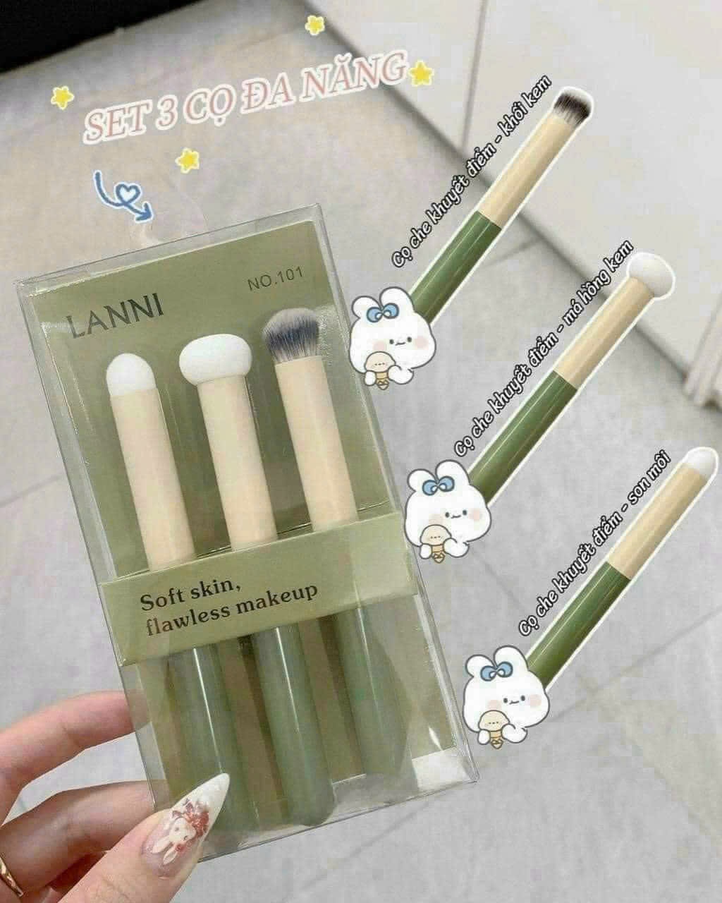 SET 3 CỌ CHE KHUYẾT ĐIỂM &amp; TÁN SON MÔI LANNI ( không xuất hóa đơn đỏ )