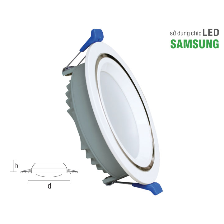 Đèn LED Downlight Roman đơn sắc - Nhôm đúc viền lõm - Thân tản nhiệt nhôm, tuổi thọ lên đến 30.000 giờ