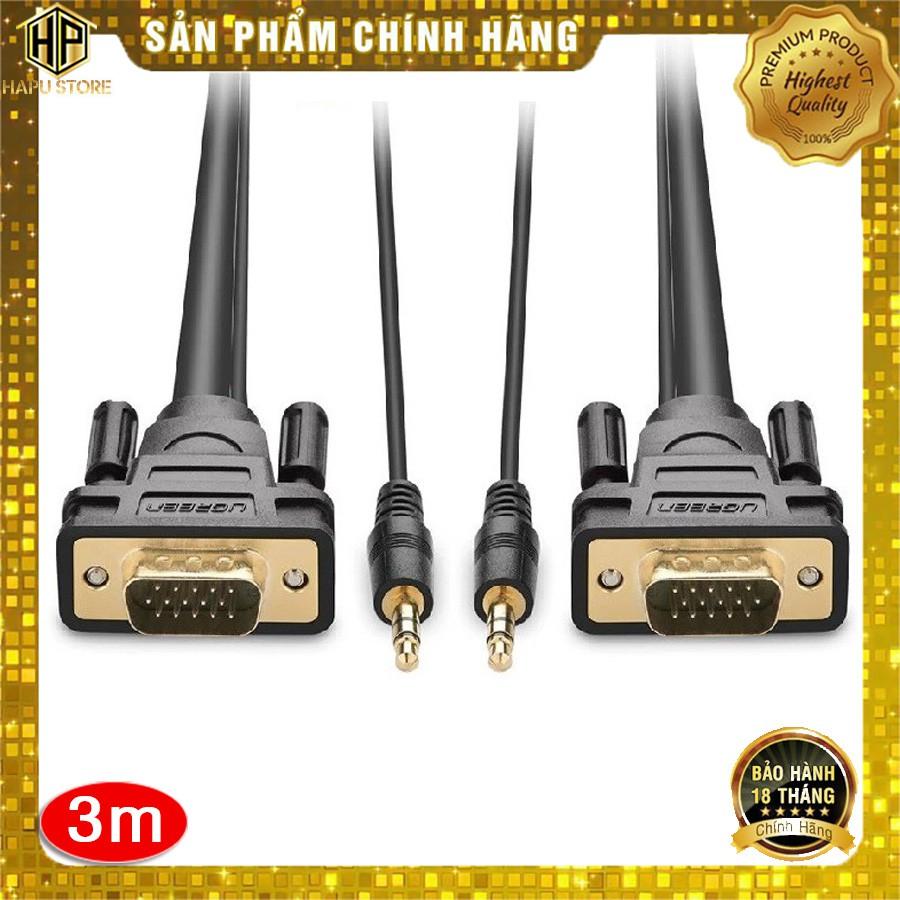 Cáp VGA Ugreen 11627 dài 3M hỗ trợ audio 3.5mm chính hãng - Hàng Chính Hãng