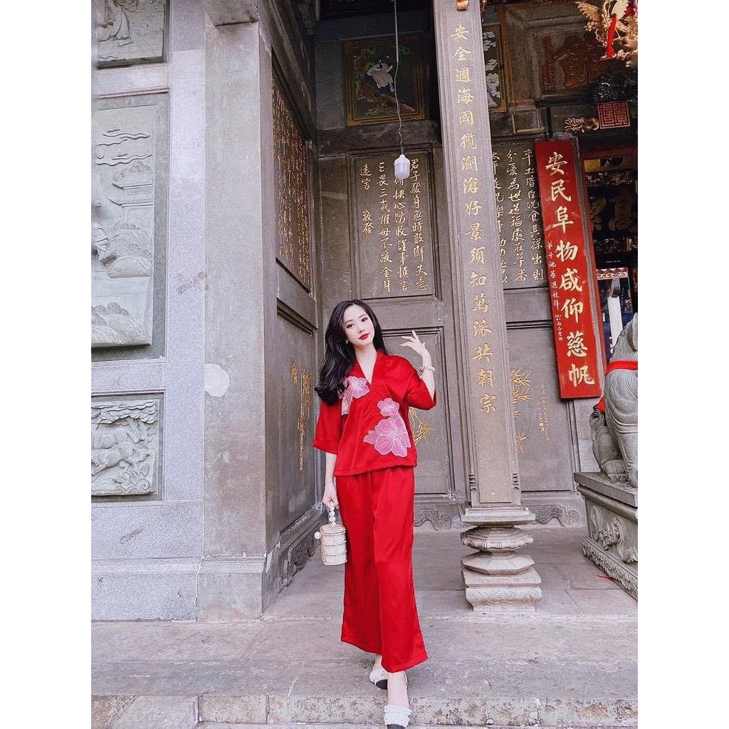 ĐỒ LAM ĐI CHÙA Mẫu Hoa Gen Cao Cấp