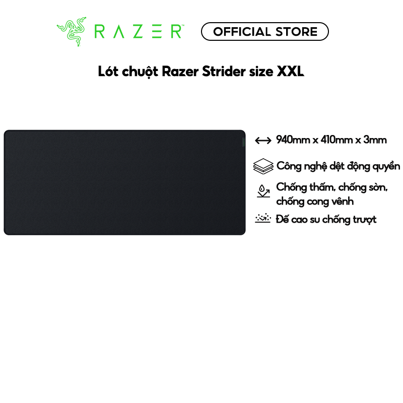 Tấm lót chuột Razer Strider-Hybrid Mat-(Large -- XXL)_RZ02-03810200-R3M1-Hàng Chính Hãng