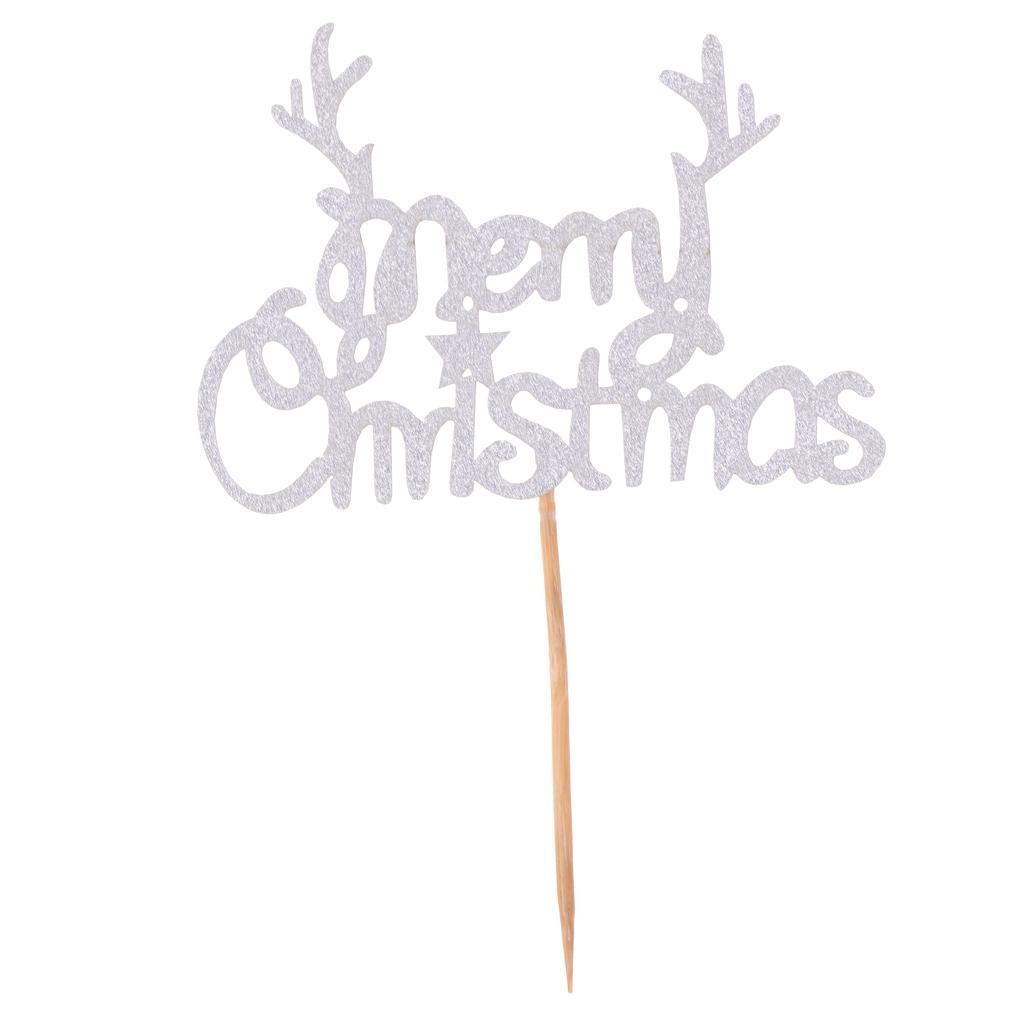 20 Pieces Merry Christmas Cake Topper Cake Centerpieces Cake Decoration