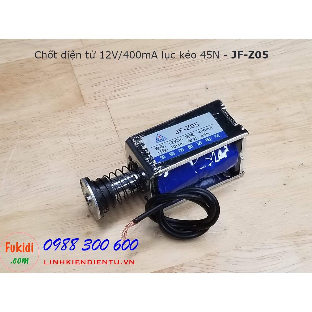 Chốt điện tử, chốt nam châm điện 12V 400mA lực kéo 45N - JF-Z05