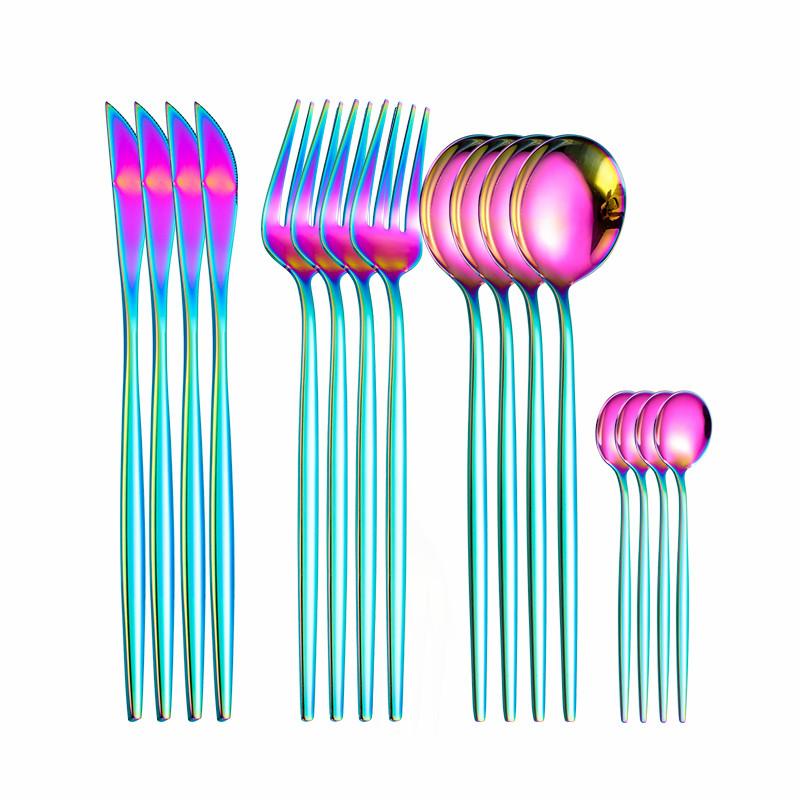 Đen Bộ Đồ Ăn Dĩa Dao Thìa Dao Kéo Bữa Tối Bộ Bộ Dao Kéo Hợp Kim Inox Nhà Bếp Phẳng Bằng Bộ 16 Chiếc Cao Cấp Đồ Ăn