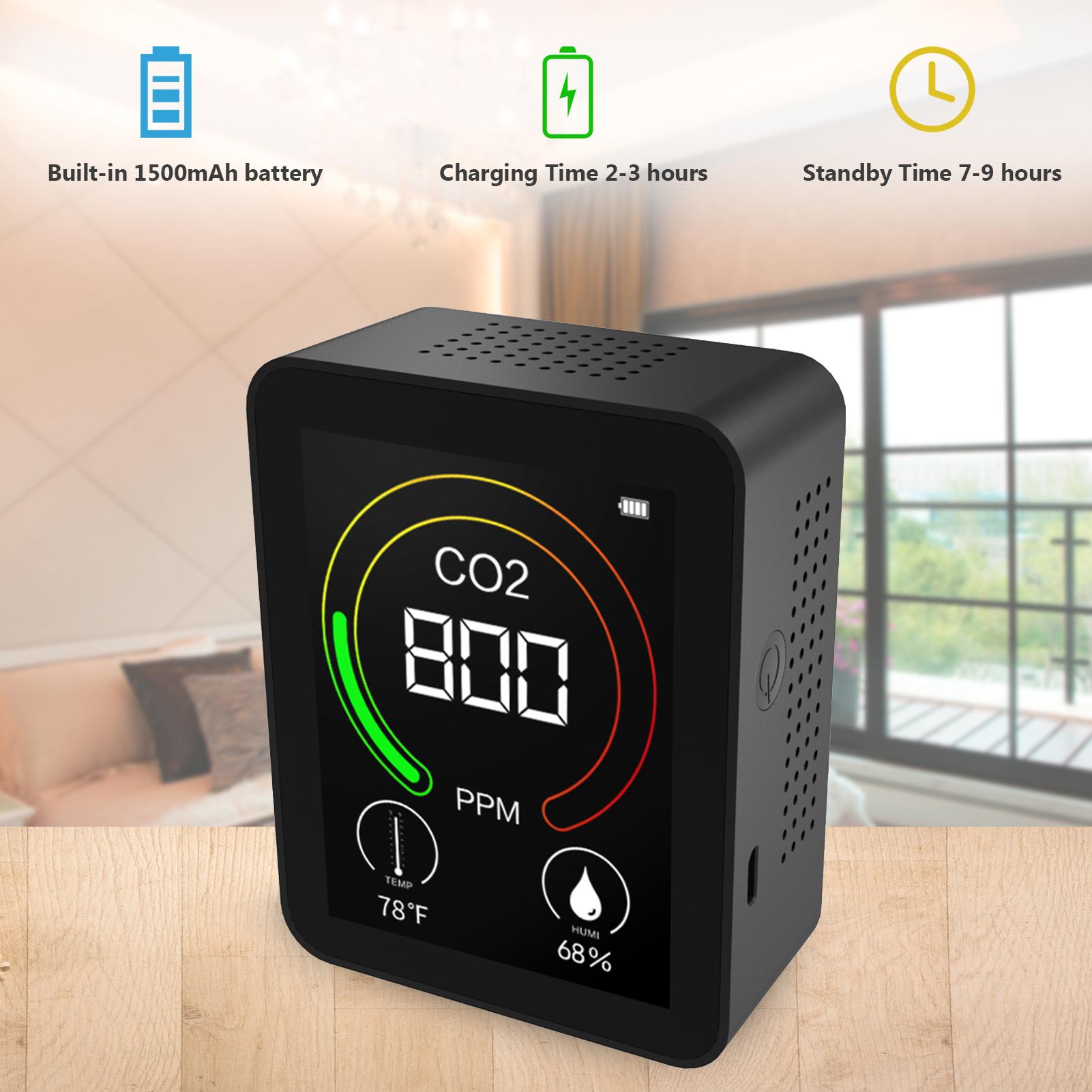 Máy theo dõi chất lượng không khí Máy phát hiện CO2 kỹ thuật số với màng LCD hiển thị