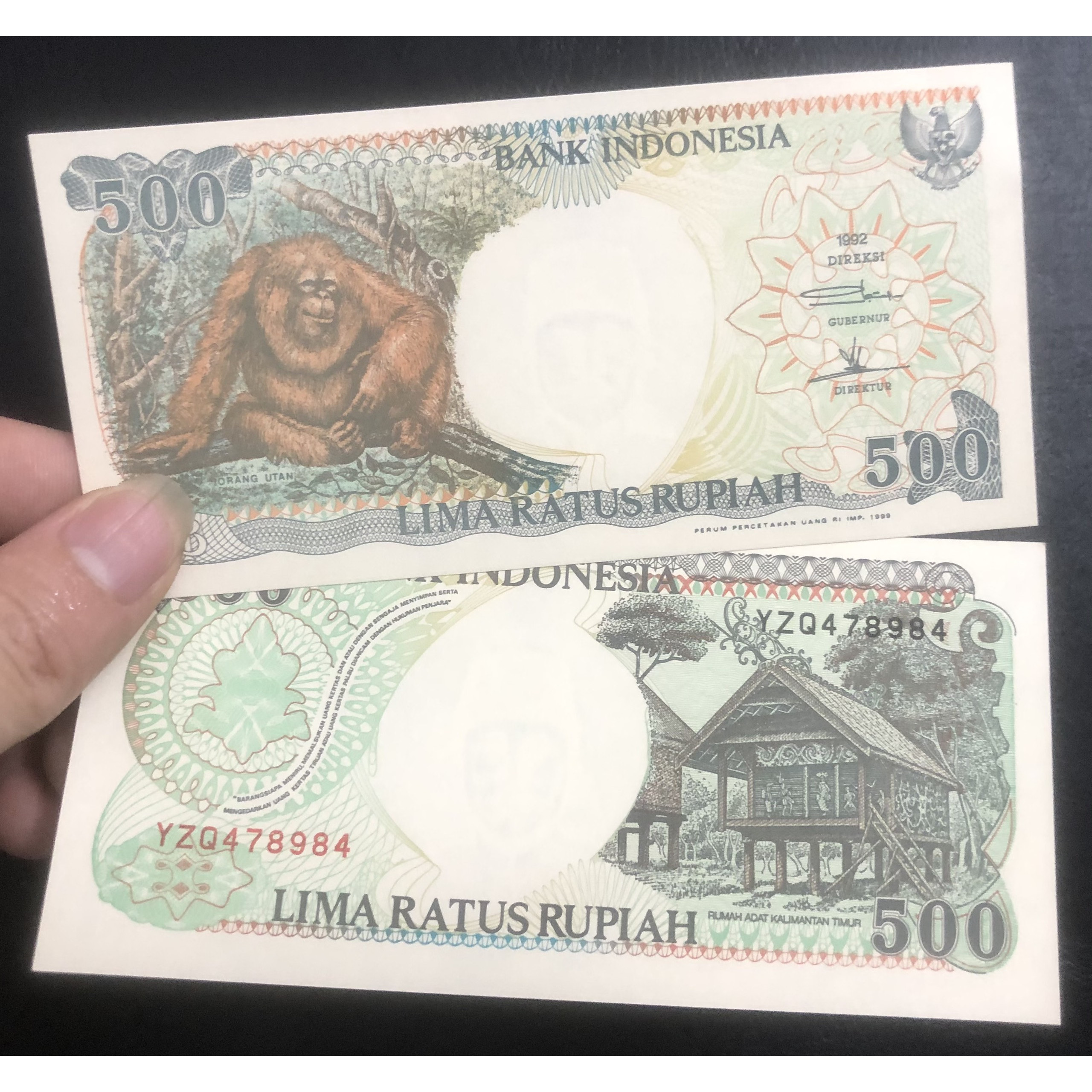 Tiền con Khỉ Indonesia 500 Rupiah 1992 sưu tầm