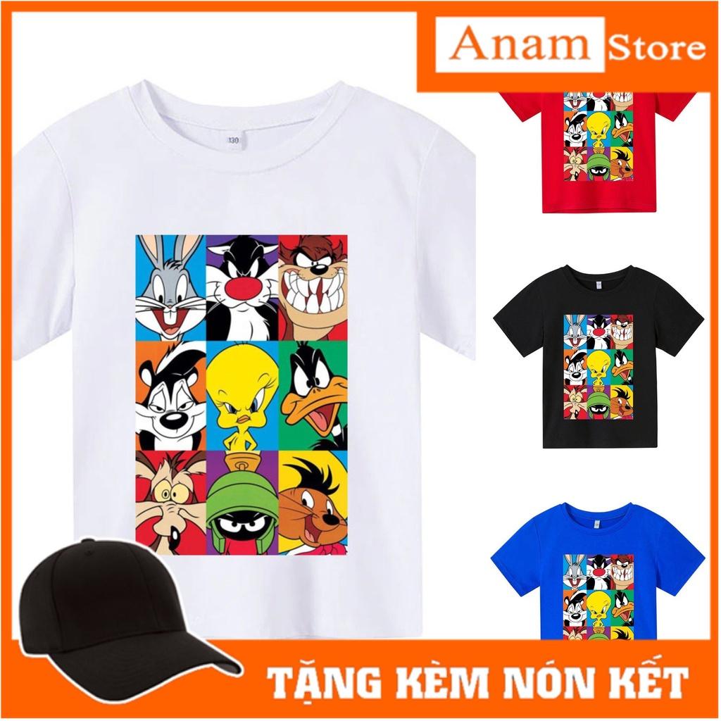 Áo thun cho bé, Áo thun trẻ em HOẠT HÌNH , 4 màu, có size người lớn, Anam Store