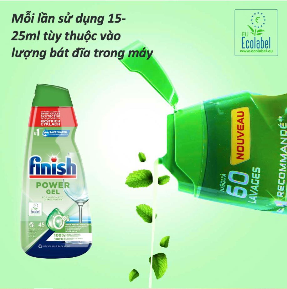 Gel Rửa Bát Finish All In One Max