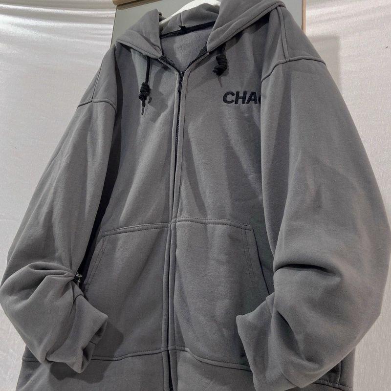 Áo khoác nỉ nữ ulzzang có nón form rộng chống nắng chống lạnh có zip thời trang, mẫu áo hoodie thêu logo