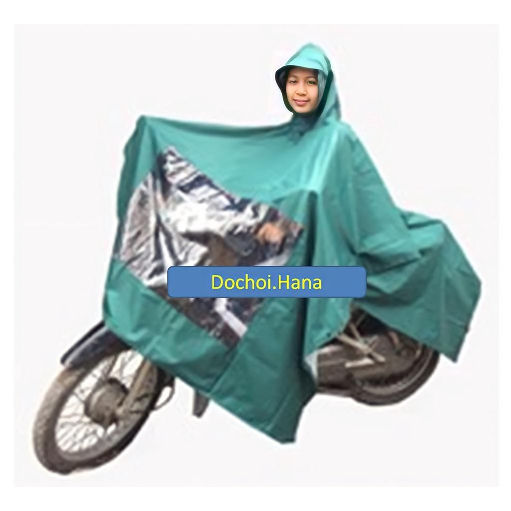 Áo Mưa Vải Dù Áo mưa người lớn, Có kiếng phủ đèn xe, xẻ tà, Vải dù siêu bền,không họa tiết.