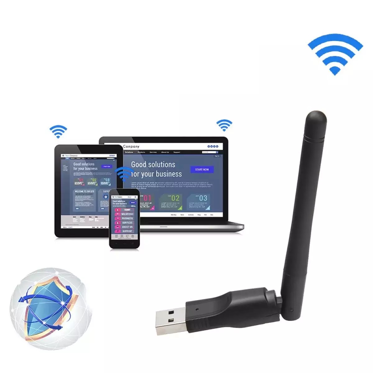 USB Thu Wifi Chuẩn N Tốc Độ Cao 150Mbps Tăng Khả Phạm Vi Thu Phát Sóng Wifi Cho Máy Tính Xách Tay, Máy Tính Để Bàn, Thiết Bị Thu Nhận Ngoại Vi 