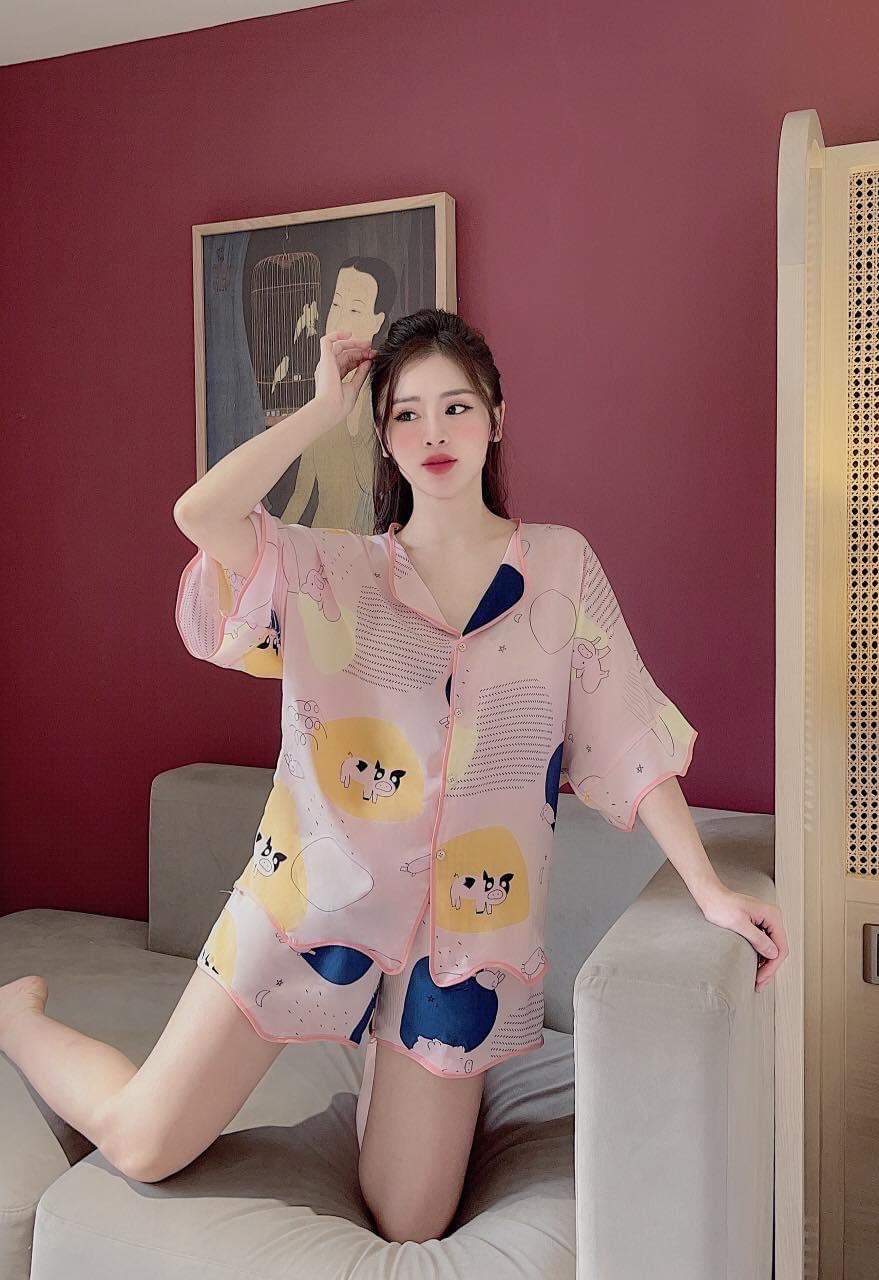 Đồ ngủ nữ chất lụa mango cao cấp, ĐỒ BỘ PIJAMA mặc nhà freesize