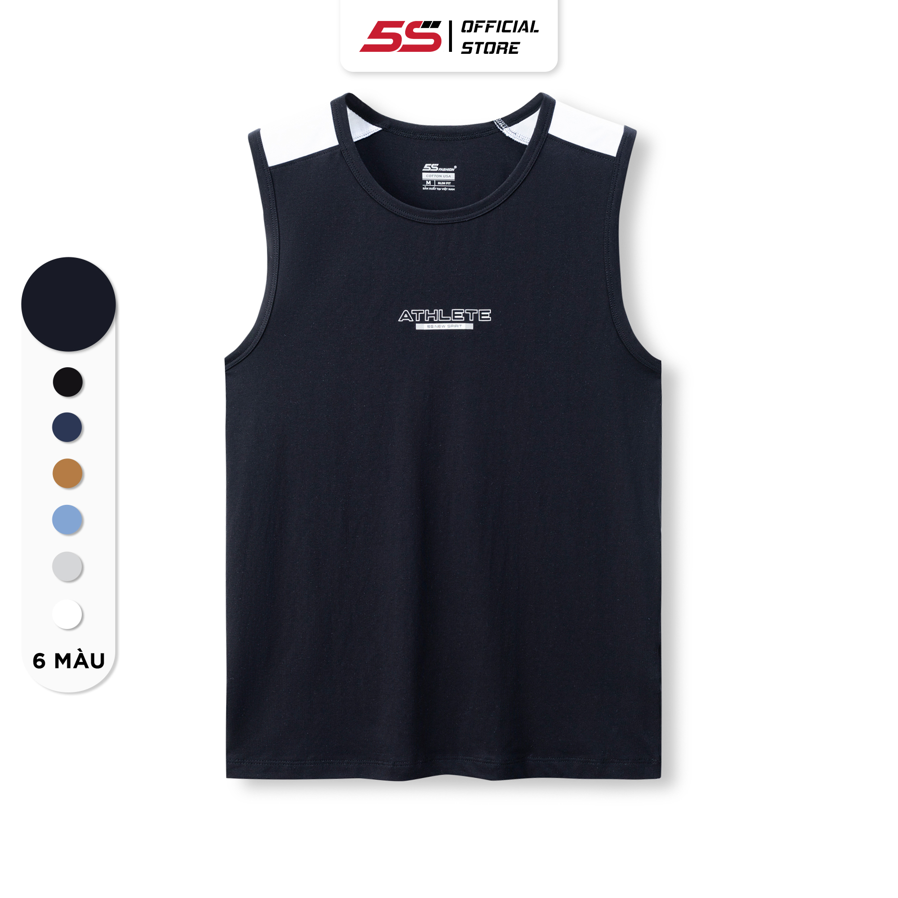 Áo Sát Nách Nam 5S ATHLETE Vải Cotton Siêu Mát, Thấm Hút Cực Tốt, Thiết Kế Thể Thao, Khỏe Khoắn