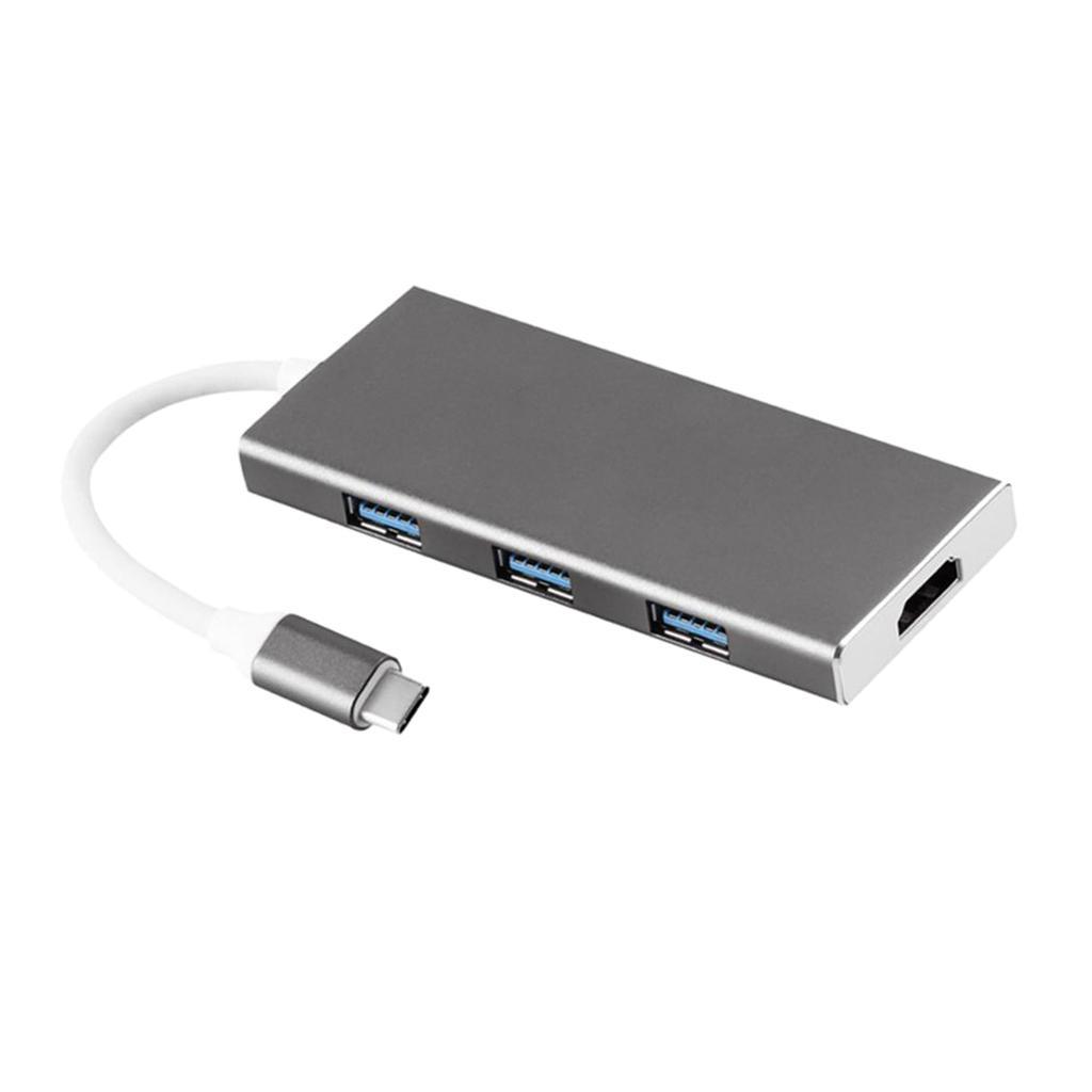 7 in 1 Type C Mult-Port USB Hub Adapter with TF Card Reader Gray