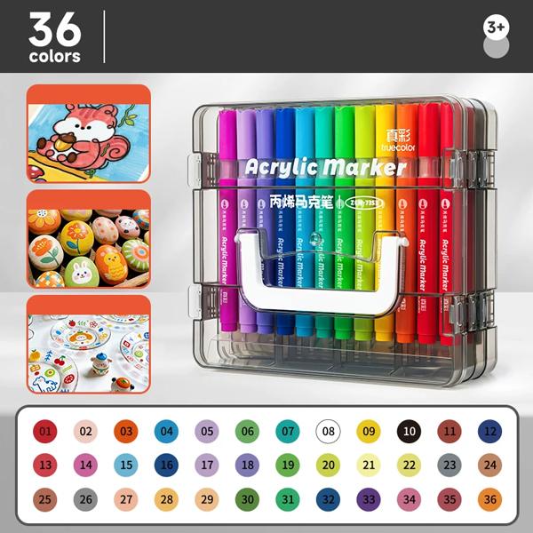 Hộp 36 Bút Lông Màu Acrylic Marker - Truecolor ZCM-7353-36