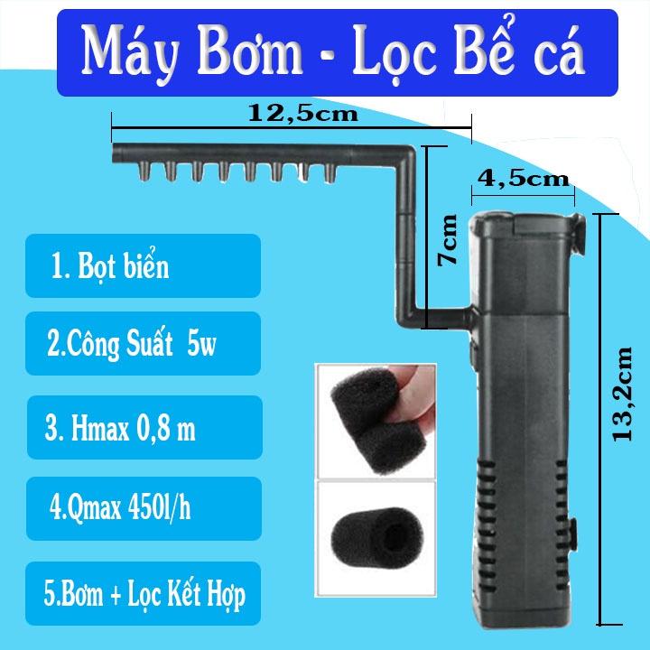 Bơm lọc bể cá mini 3 trong 1 không gây tiếng ồn với máy bơm bọt biển