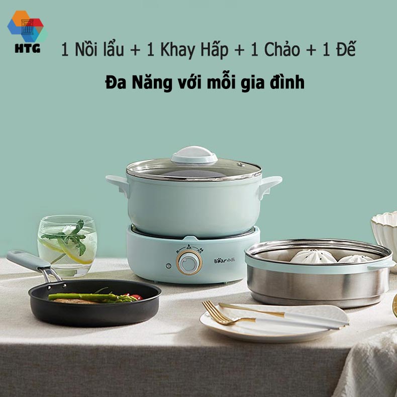 Nồi lẩu điện đa năng Bear DHG-B25B2 phiên bản 3 tầng, 4 trong 1, hàng chính hãng