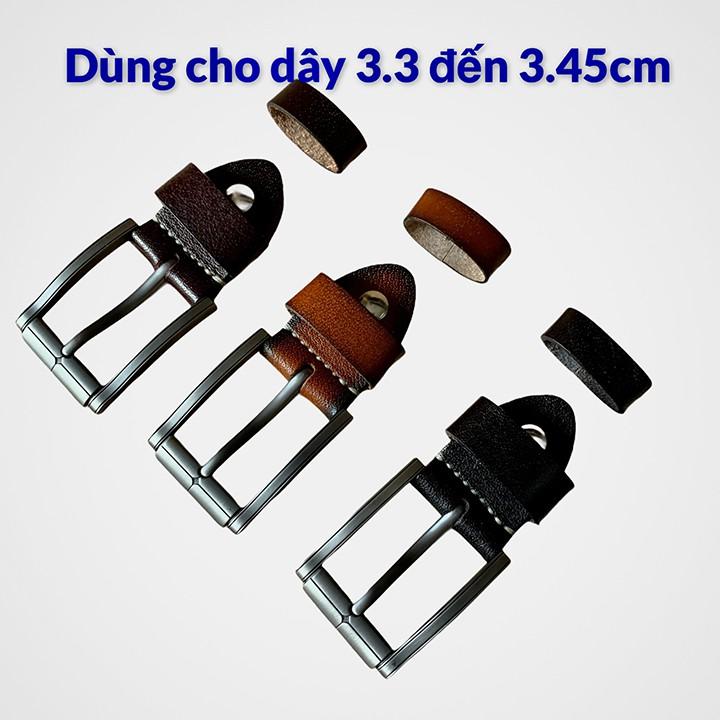 Mặt Khóa Thắt Lưng Nam Rộng 3.5cm Loại Khóa Kim Kèm Bass Da Bò May Thủ Công DTM09