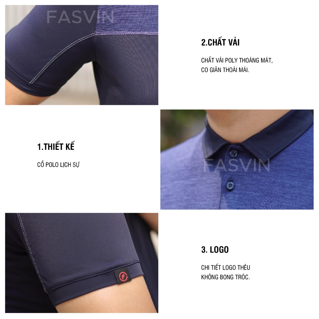 Áo Polo nam BIGSIZE FASVIN A25162.HN chất vải thun thể thao cao cấp phom dáng đẹp