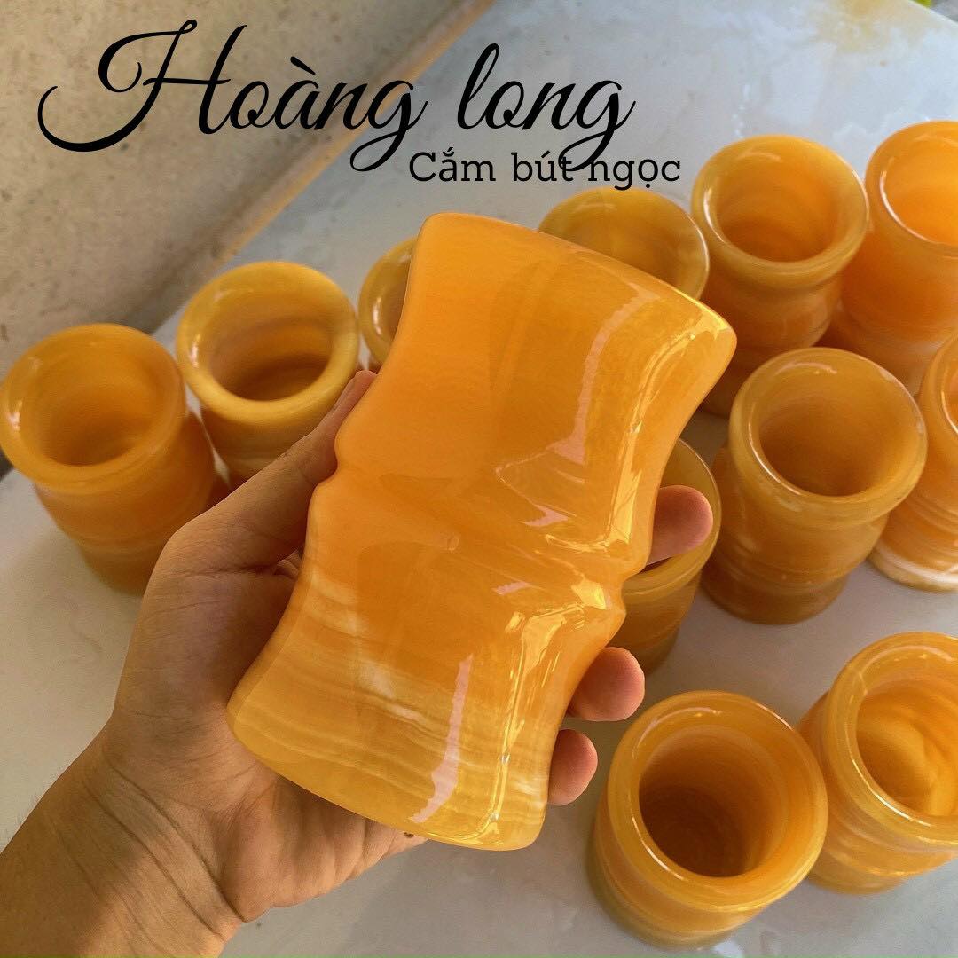 Lục Bình ( Lọ Hoa ) ống trúc đá bạch ngọc hoàng long